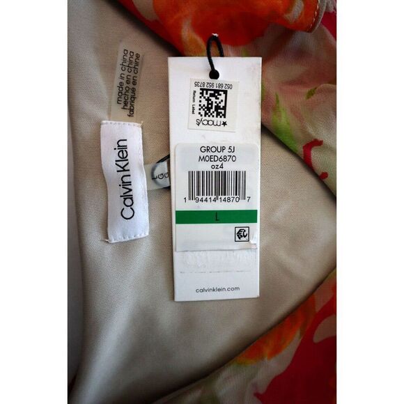 Calvin Klein M0ED6870 Women Sz L Multi Floral Print Cascading Ruffles Midi Dress - Picture 3 of 9